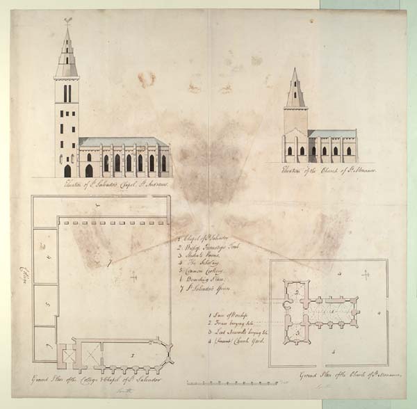 (6) 4a - Plans and elevations of St Salvator's Chapel, St Andrews, and of St Monans Church, Fife
