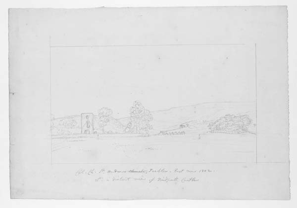 (1) 89a - Col. Ch. St Andrews, Peebles - East View 1802 & a distant view of Neidpath Castle