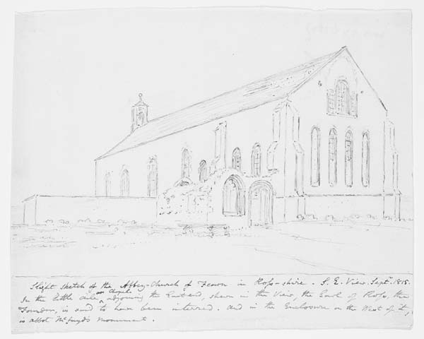 (2) 128a - Slight sketch of the abbey Church of Fearn in Ross-shire