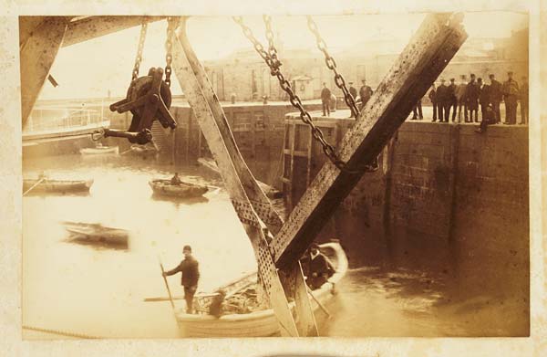 (65) Detail of men salvaging the wreckage of the Tay Bridge