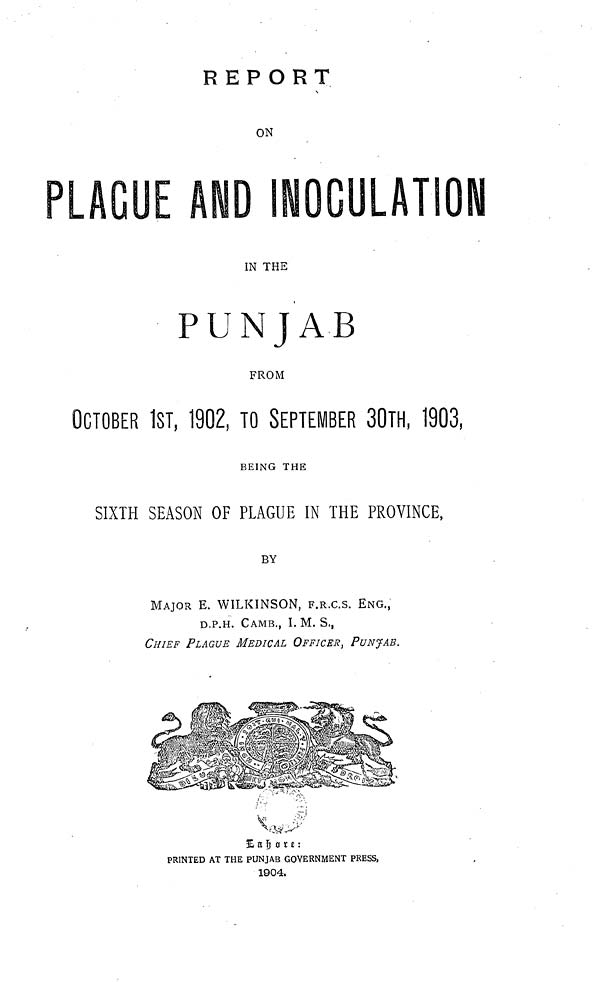 (5) Title page Medicine Disease > Report on plague and inoculation