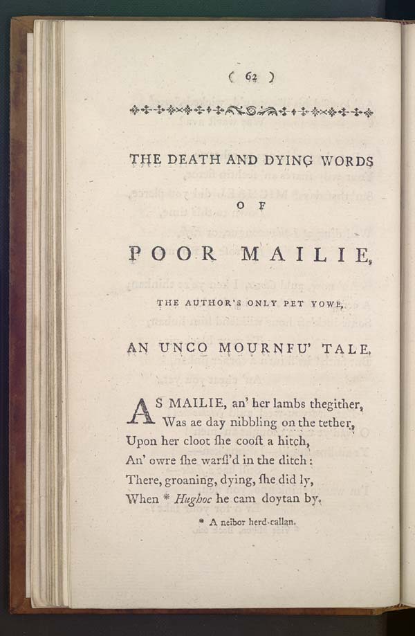 (69) Page 62 - Death and dying words of poor Mailie, the author's only pet yowe, an unco mournfu' tale