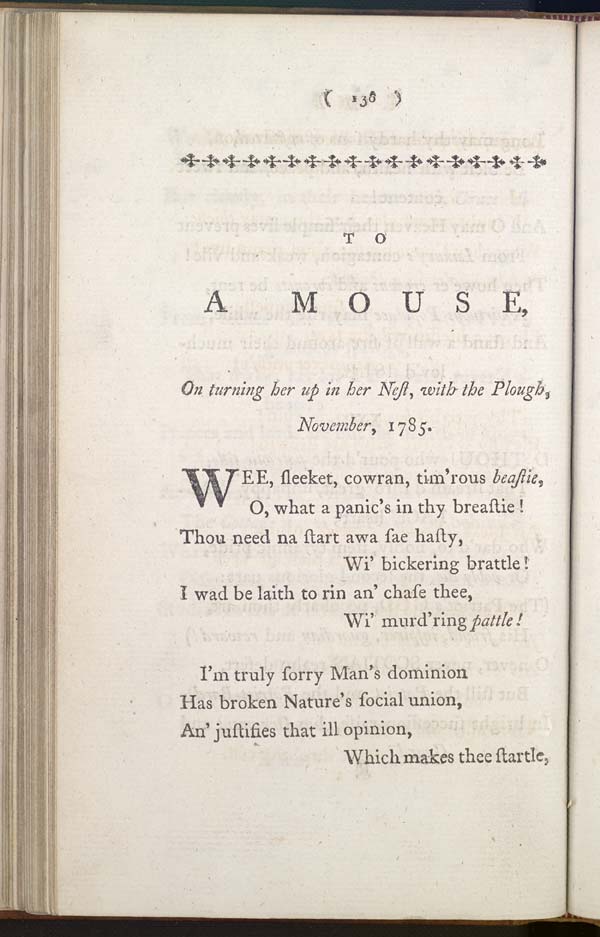 (145) Page 138 - To a mouse, on turning up her nest, with the plough, November, 1785
