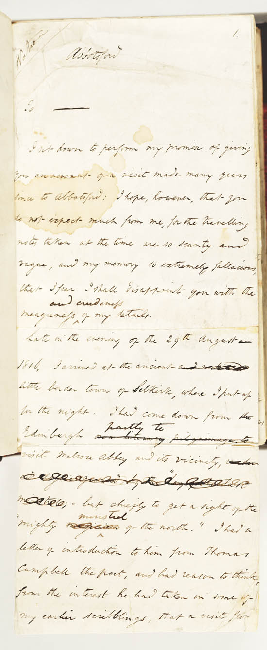 Manuscript of Washington Irving's 'Abbotsford and Newstead Abbey', 1835 - MS42314