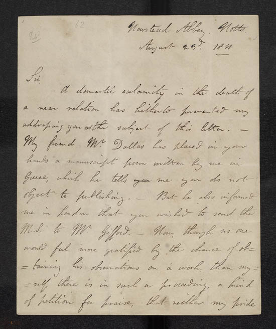 Letter of Lord Byron to John Murray, 23 August 1811 - Ms.43598