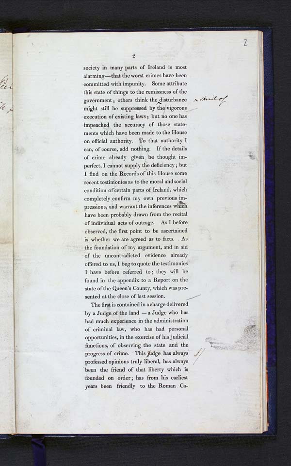 Annotated proof of Sir Robert Peel's speech on 'Suppressing Disturbance in Ireland', 1833 - MS.42518