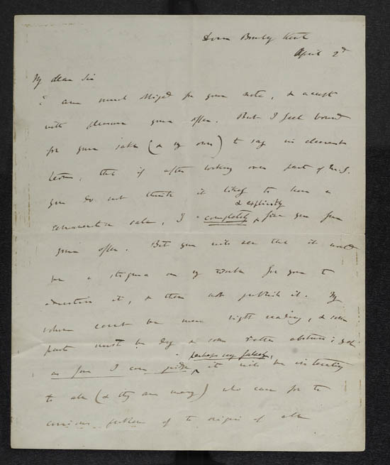 Letter of Charles Darwin to John Murray, 2 April 1859 - MS.42154 ff.18-19
