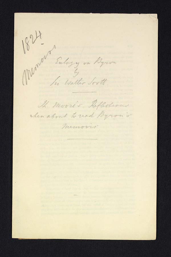 Sir Walter Scott's eulogy for Lord Byron 1824 - MS.43559