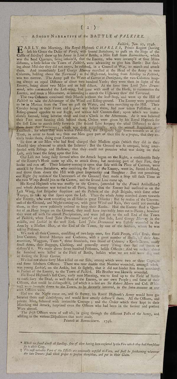 (2) Page 2. - Short narrative of the Battle of Falkirk