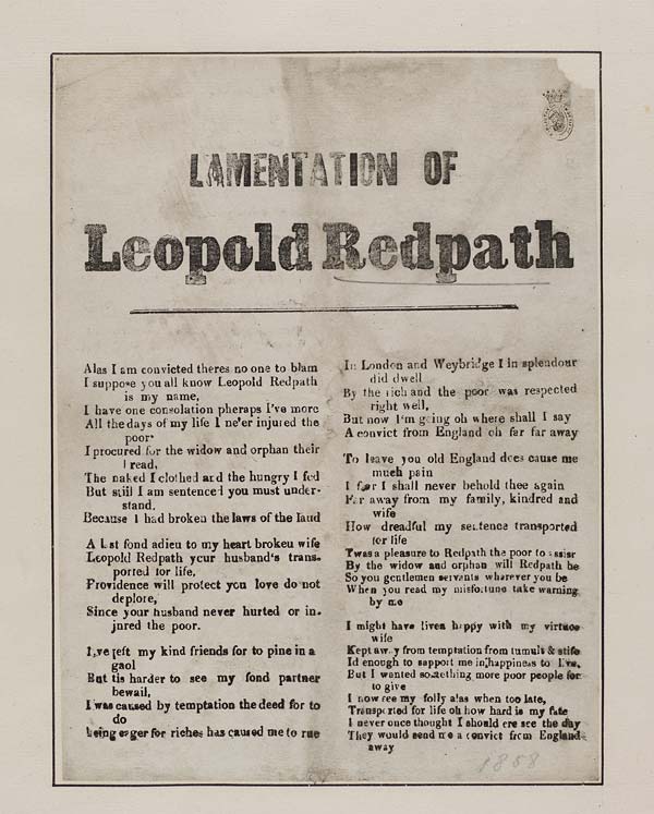 (2) Lamentation of Leopold Redpath