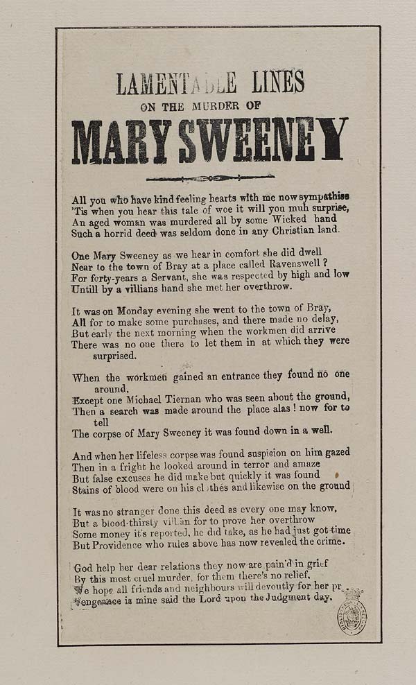 (10) Lamentable lines on the murder of Mary Sweeney
