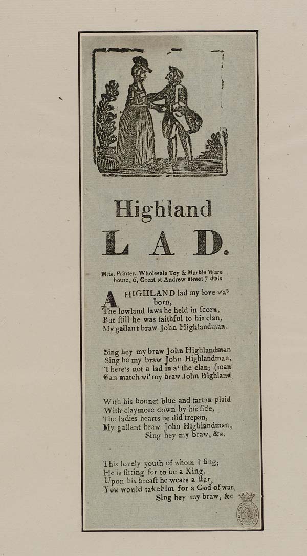 Highland lad Courtship & marriage English ballads National