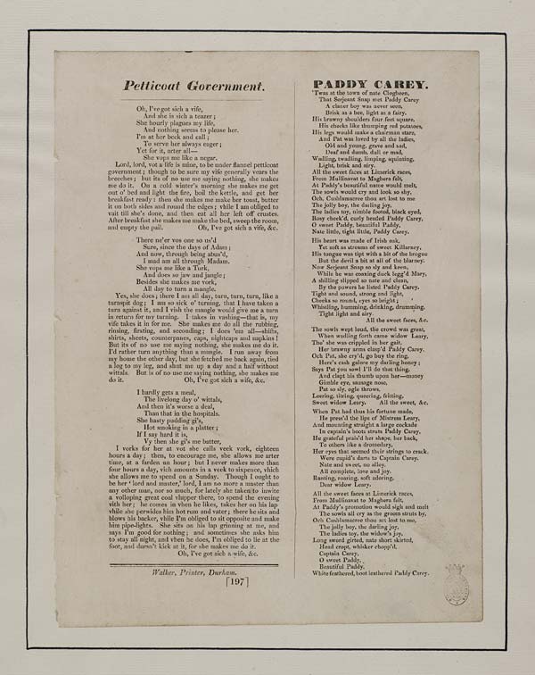 Petticoat government Courtship & marriage English ballads