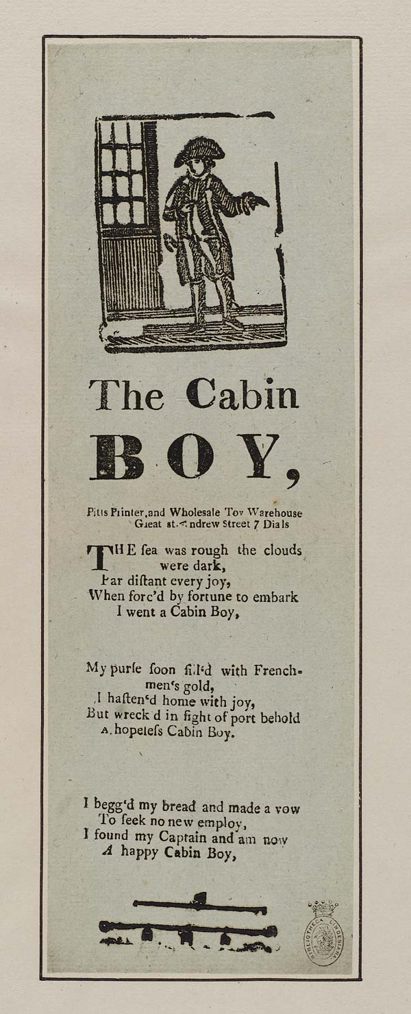 Cabin boy Soldiers & sailors English ballads National Library of
