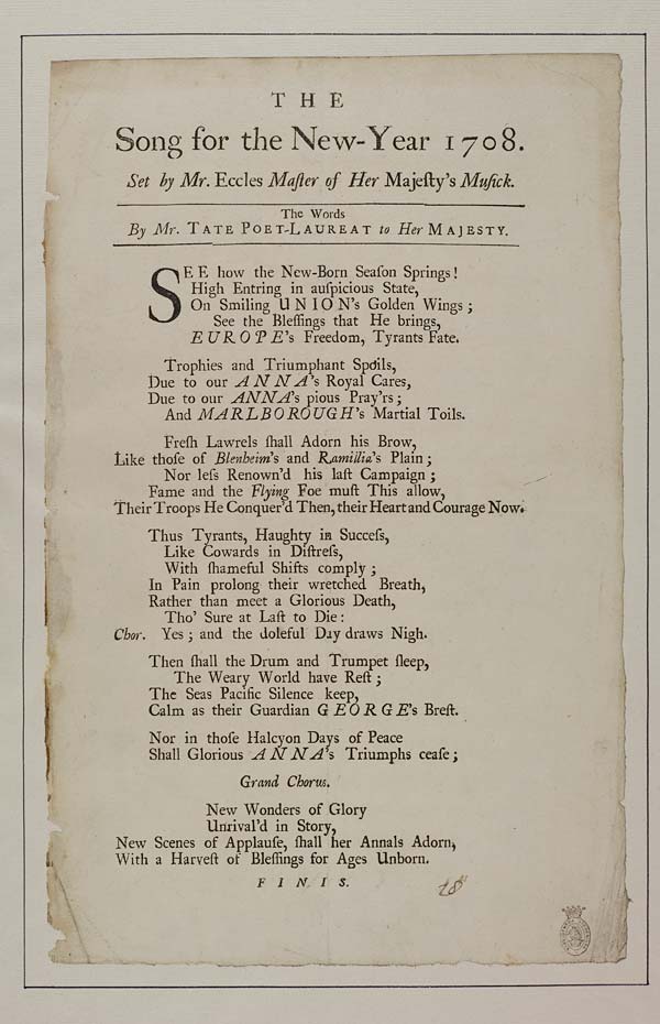 (100) Song for the New-Year, 1708
