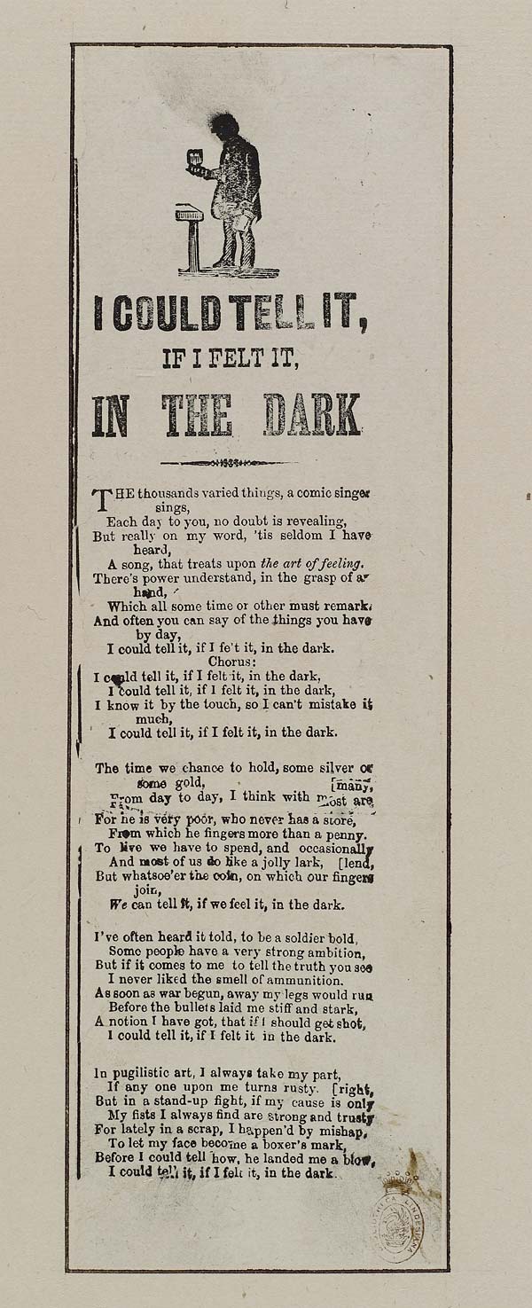 (14) I could tell it, if I felt it, in the dark