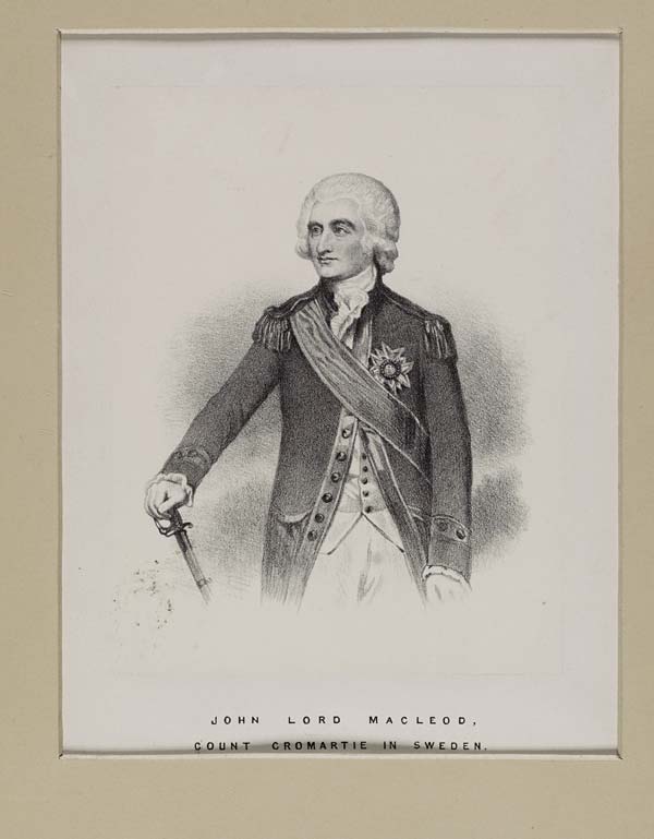(606) Blaikie.SNPG.5.6 - John, Lord MACLEOD (1727- 1789) Count Cromartie in Sweden
Portrait of John, Lord Macleod in officer's dress? With sword in hand, from knees up