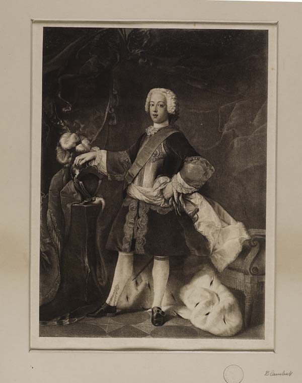 (666) Blaikie.SNPG.8.2 - Prince Charles Edward Stuart

Portrait of Prince Charles in fine clothes, with breast plate on, hand on helmet, fur robe on floor behind him?