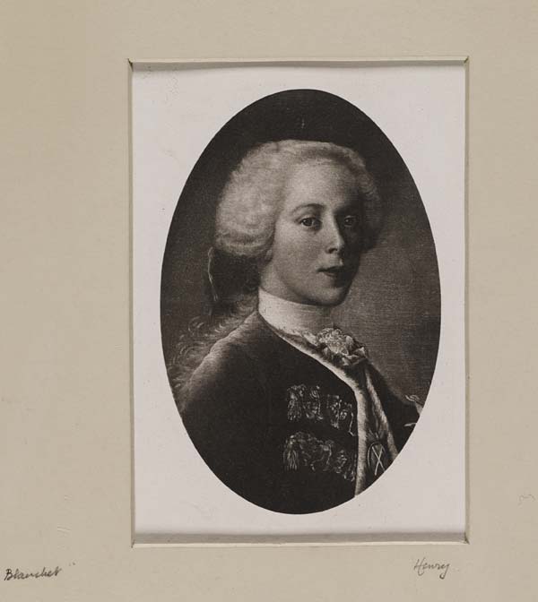 (668) Blaikie.SNPG.8.4 A - Portrait- Prince Henry Benedict Clement Stuart (1725- 1807) Cardinal York; younger brother of Prince Charles Edward Stuart

Portrait of Prince Henry, elbow up, bow in long white wig, nice jacket