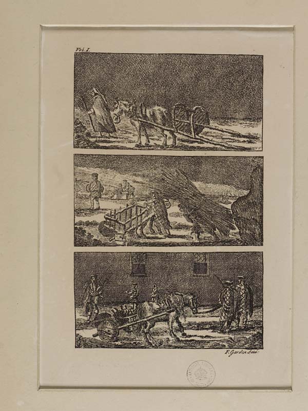 (259) Blaikie.SNPG.20.5 D - Scenes of highland village customs and dress

Scene outside walls of highland village with a man and woman sitting together on a rock and a man by the wall, hills and pathway in background