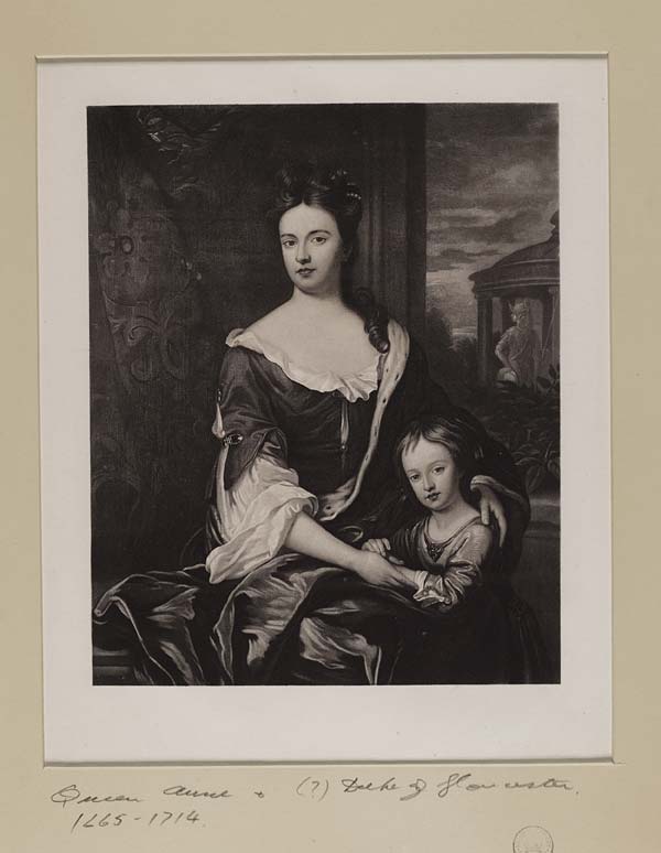 (332) Blaikie.SNPG.23.15 - Portrait of Queen Anne (1665- 1714) Reigned 1702-1714 with Duke of Gloucester?