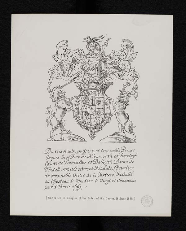 (501) Blaikie.SNPG.24.60 - Arms of James, Duke of Monmouth and Buccleuch, 1663