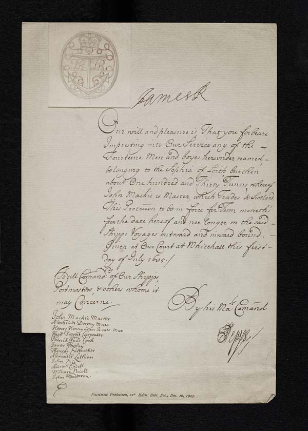 (517) Blaikie.SNPG.24.76 - Fascimile of a letter by James VI/I