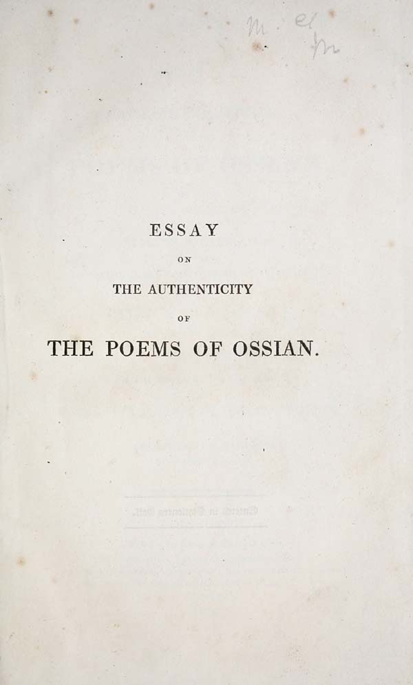 (5) Ossian Collection > Essay on the authenticity of the poems of