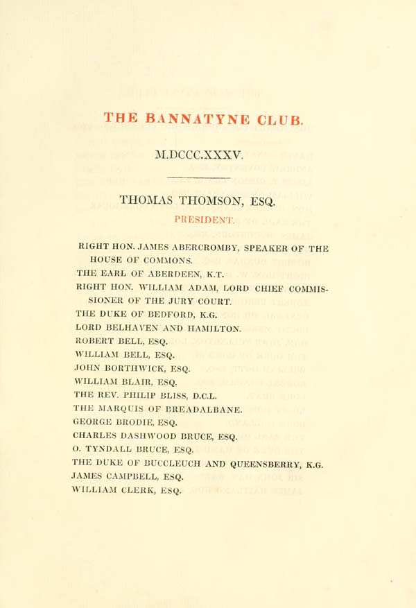 (17) [Page i] Bannatyne Club 1835 Bannatyne Club > Chronica de