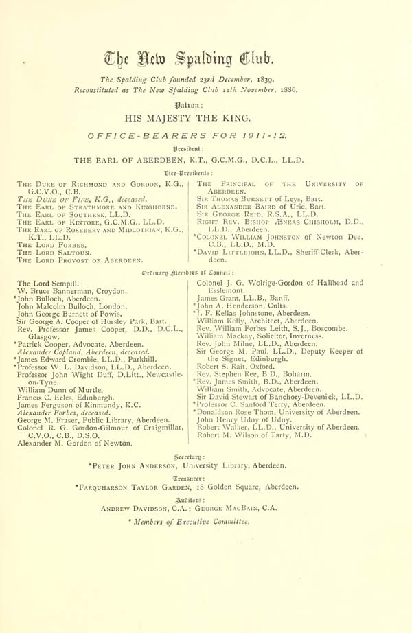 (15) Office Bearers 1911-12 -