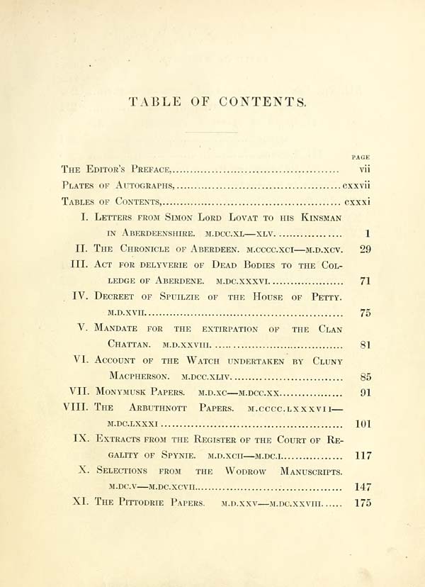 (13) Contents - Spalding Club > Miscellany of the Spalding Club > No. 6 ...