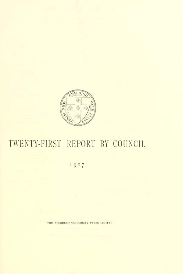 (599) Divisional title page - Twenty-first report by Council, 1907