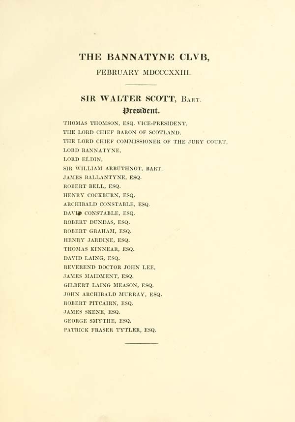 (17) List of members Bannatyne Club, February 1823 Bannatyne Club