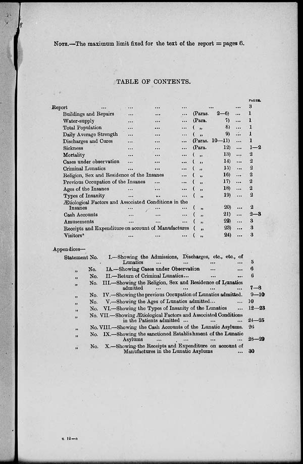 (3) Table of contents - 