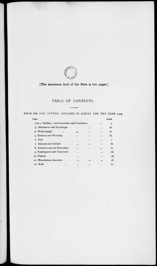 (3) Table of contents - 
