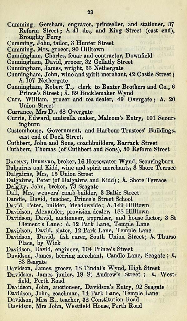(35) Towns > Dundee > 1845 Dundee Post Office directory for 1845
