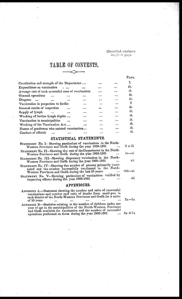 (8) Table of contents - 