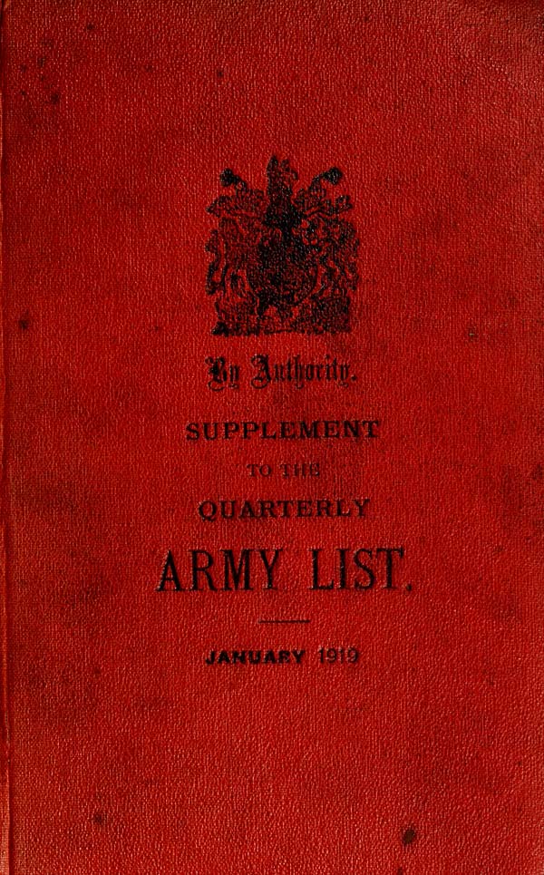 1 Army Lists Quarterly Army Lists First Series 1879 1922 1918