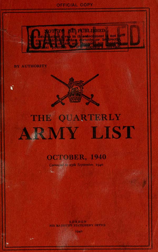 (5) Original front cover - Army lists > Quarterly Army Lists (Second ...