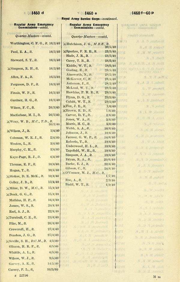 (1095) - Army lists > Quarterly Army Lists (Second Series), July 1940 ...