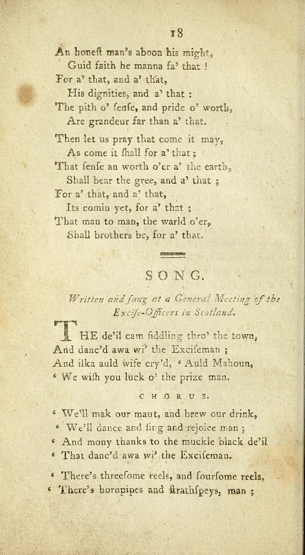 (24) Page 18 - Written and sung at a General Meeting of the excise-Officers in Scotland