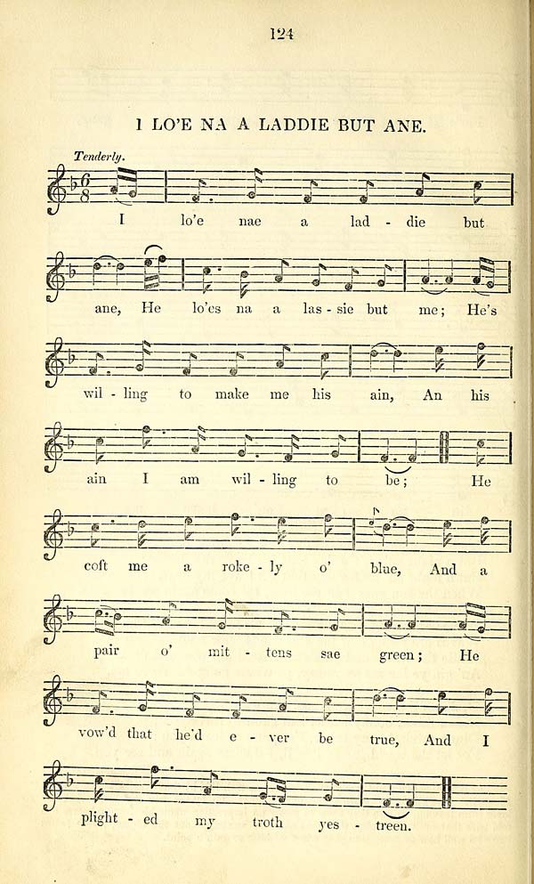 144 Page 124 I Lo E Na A Laddie But Ane Glen Collection Of Printed Music Printed Music Hand Book Of The Songs Of Scotland Special Collections Of Printed