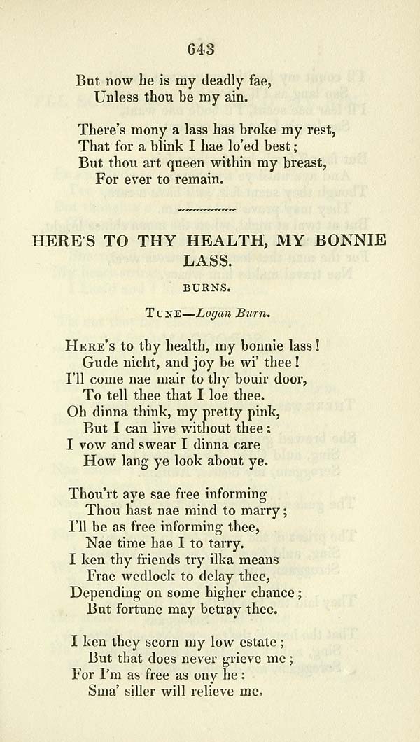 (343) Page 643 - Here's to thy health, my bonnie lass