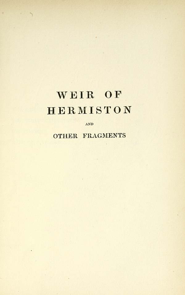 (11) Divisional title page - Weir of Hermiston and other fragments