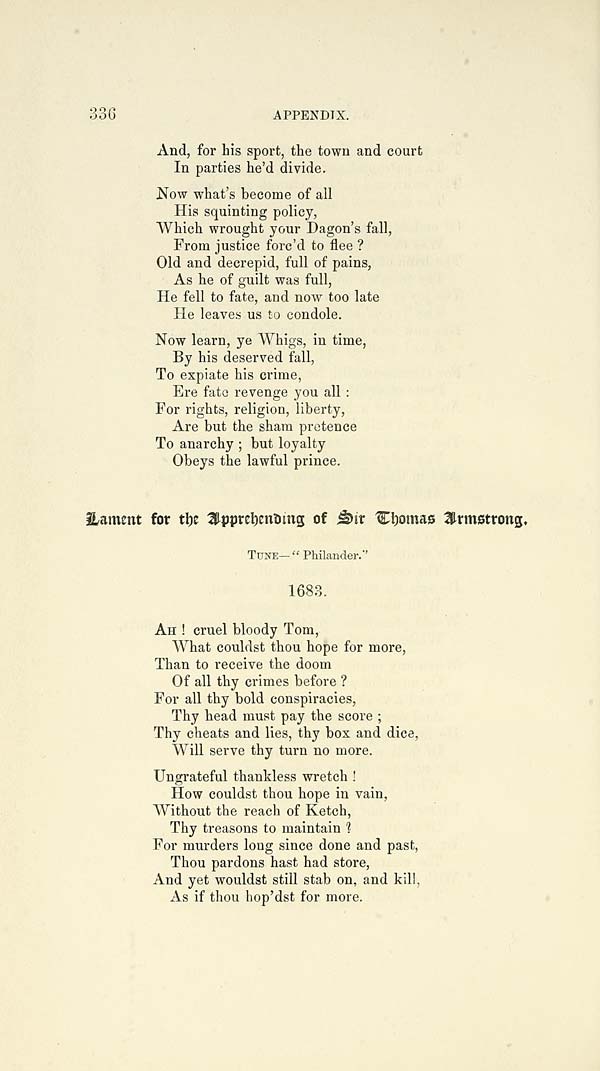 (360) Page 336 - Lament for the apprehending of Sir Thomas Armstong