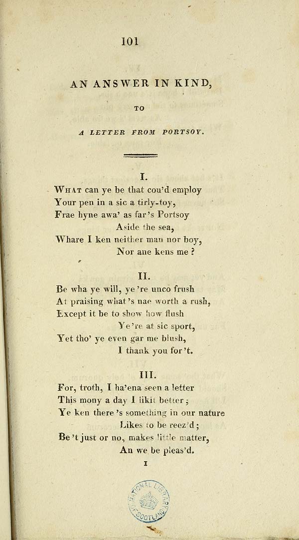 (105) Page 101 - Answer in kind, to a letter from Portsoy