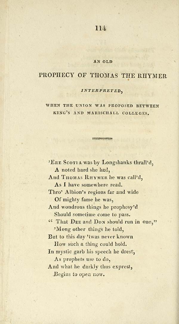 (118) Page 114 - Old prophecy of Thomas the rhymer