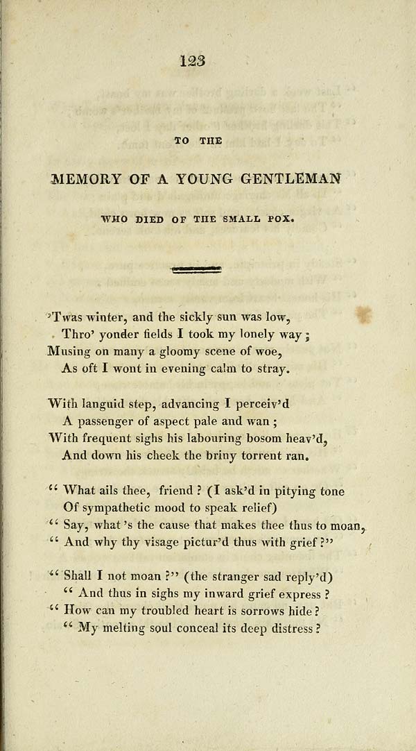 (127) Page 123 - To the memory of a young gentleman who died of the small pox