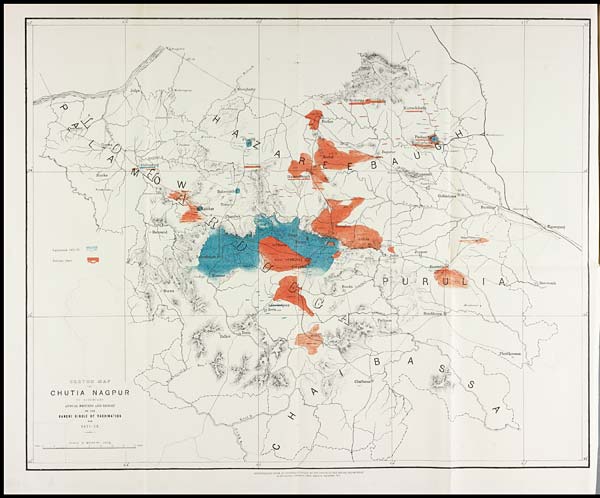(58) Foldout open - Sketch map of Chutia Nagpur to accompany annual returns and report of the Ranchi circle of vaccination for 1871-72