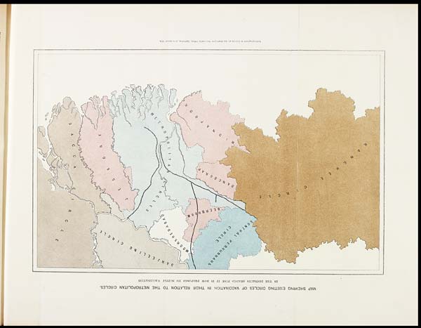 (22) Foldout open - Map shewing the circles of vaccination in their relation to the metropolitan circles